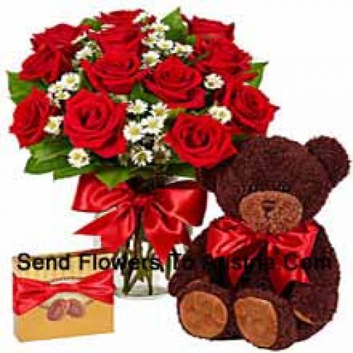 Imported Chocolates with Cute Teddy and 11 Roses