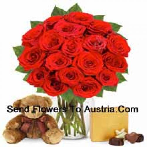 11 Roses with Yummy Chocolates and Teddy