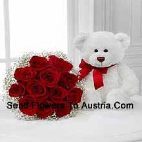 11 Rode Rozen met 14 Inch Schattige Teddybeer