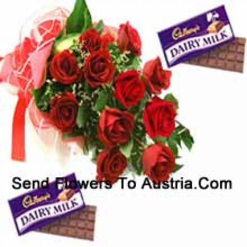 11 Beautiful Red Roses with Cadbury Chocolates