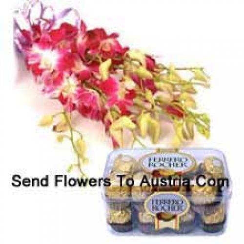 Charming Pink Orchids with 16 Pcs Ferrero Rochers