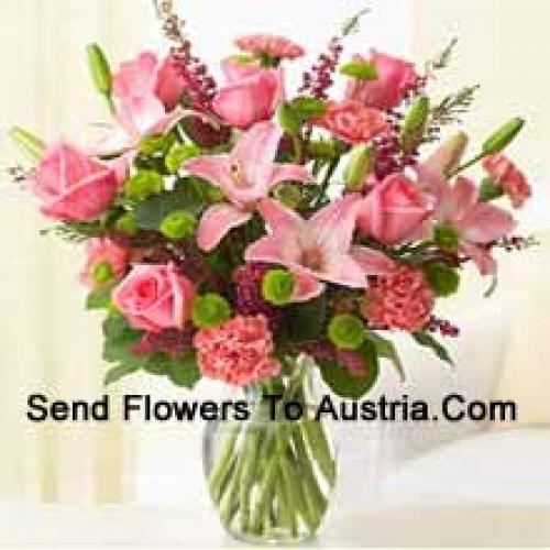 Cute Pink Roses, Carnations and Lilies