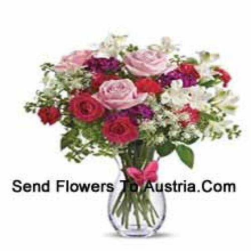 25 Roses and Carnations with Assorted Flowers